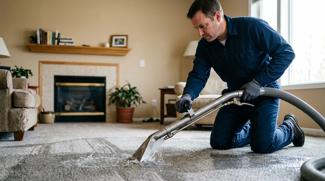 Water damage restoration technician working near Walkerton, VA